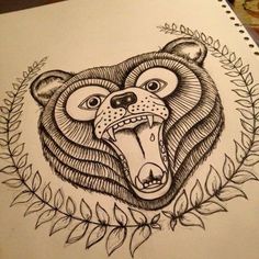 236x236 Traditional Black Bear Tattoo By