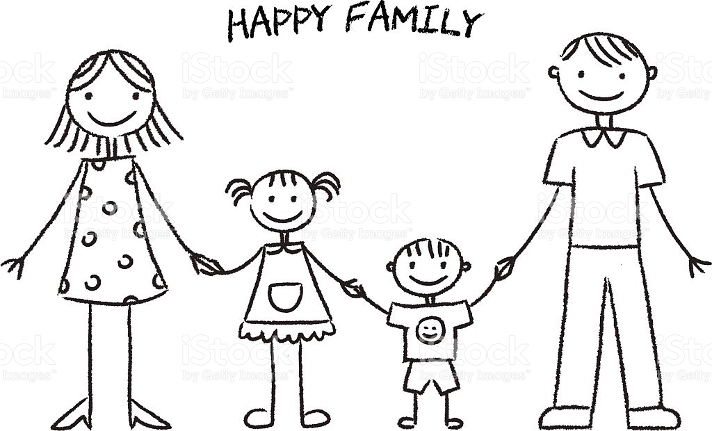 1024x620 Collection Of Happy Family Drawing Black And White High