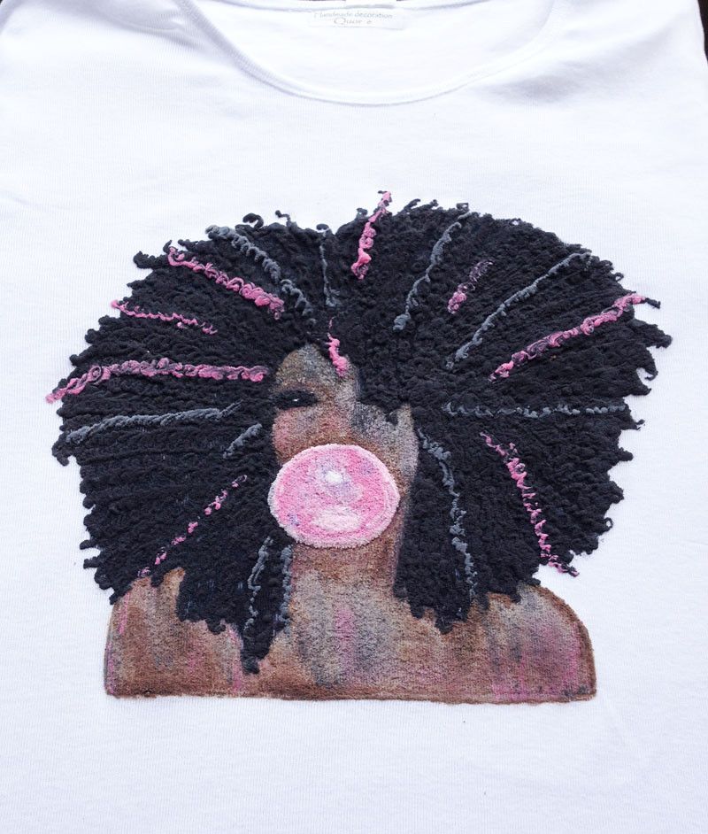 800x942 Black Girl Pink Bubblegum Bubble Painted 3d T Shirt Natural Hair