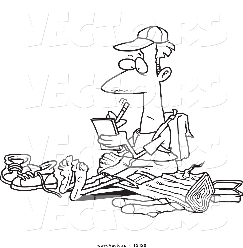 1024x1044 Vector Of A Cartoon Barefoot Hiker With Blisters On His Feet
