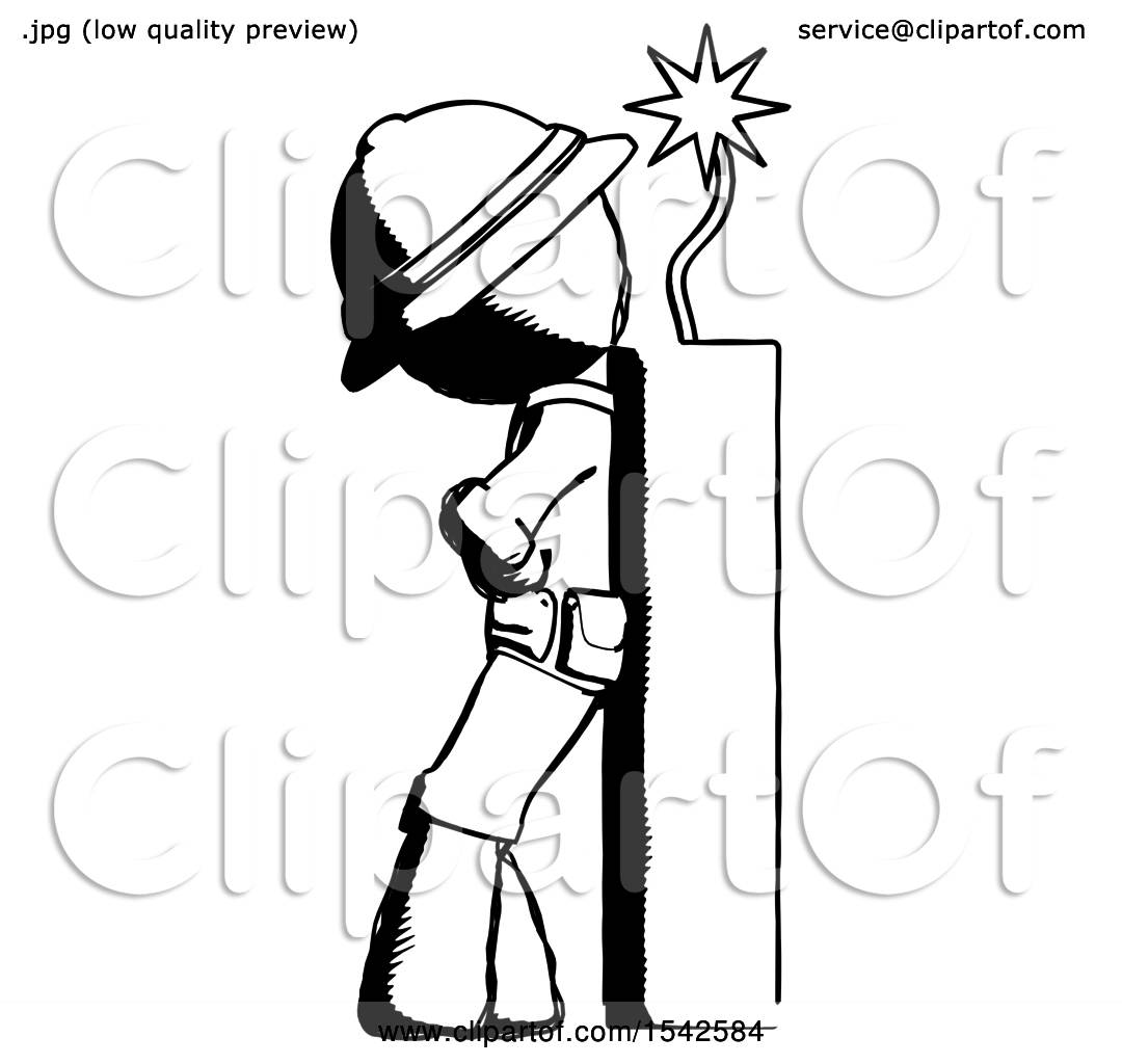 1080x1024 Ink Explorer Ranger Man Leaning Against Dynimate, Large Stick