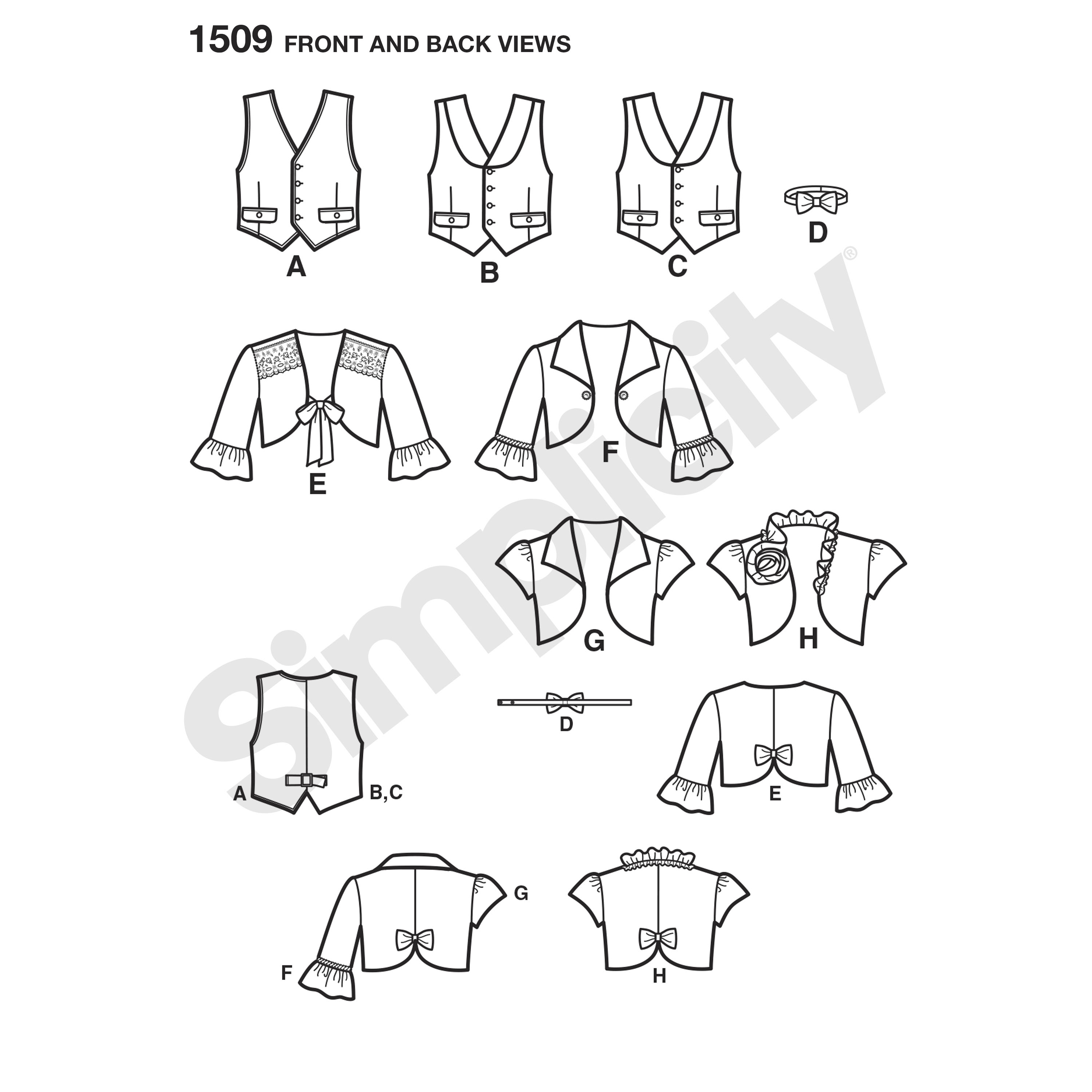 3000x3000 Simplicity Pattern 1509 Child's Vest, Bolero And Bow Tie