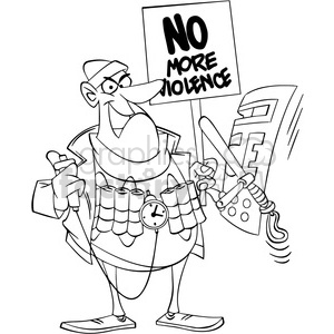 300x300 Royalty Free Suicide Bomber Drawing 394316 Vector Clip Art Image