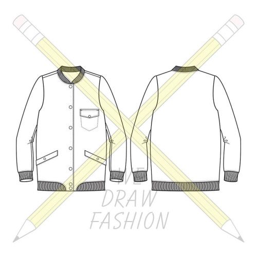 500x500 Bomber Jacket Technical Drawing, Vector Available For Download Via