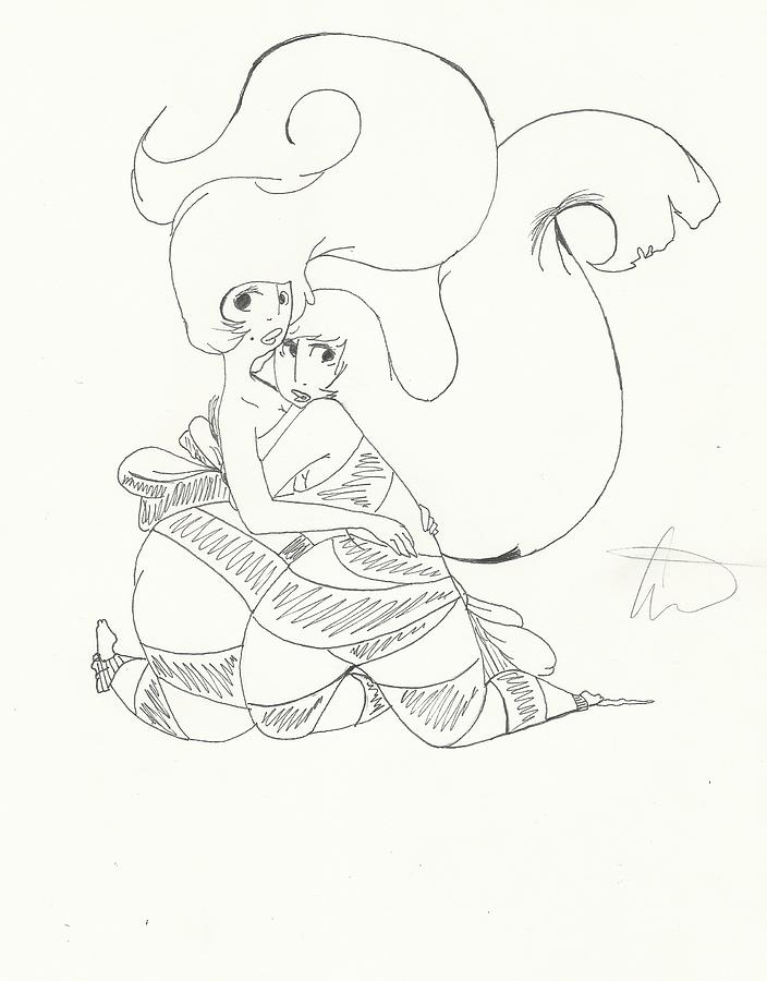 704x900 Big Bottom Girls Intertwined Drawing By Michelle Cruz