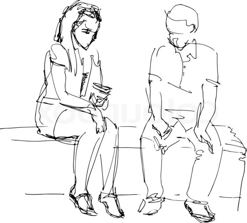 792x715 How To Draw People Sitting On A Bench People Sitting Drawing