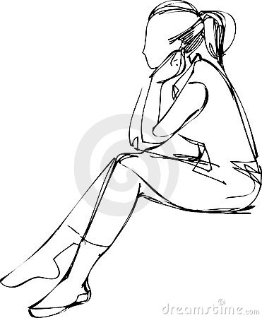 371x450 People Sitting On Bench Drawing. Awesome Back View Of A Woman