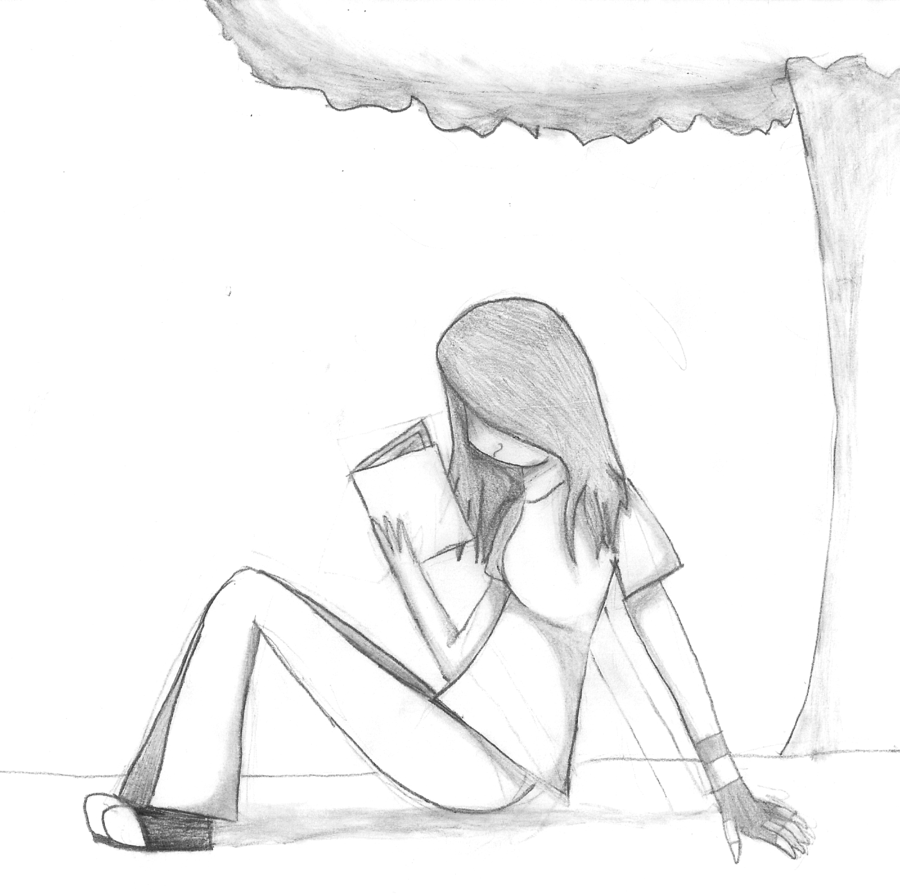 900x895 Collection Of Girl Sitting Under Tree Drawing High Quality