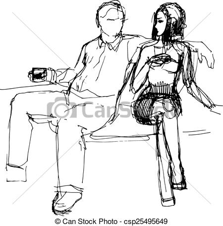 450x456 Vector Sketch Of The Guy On The Bench Hugs Girl.