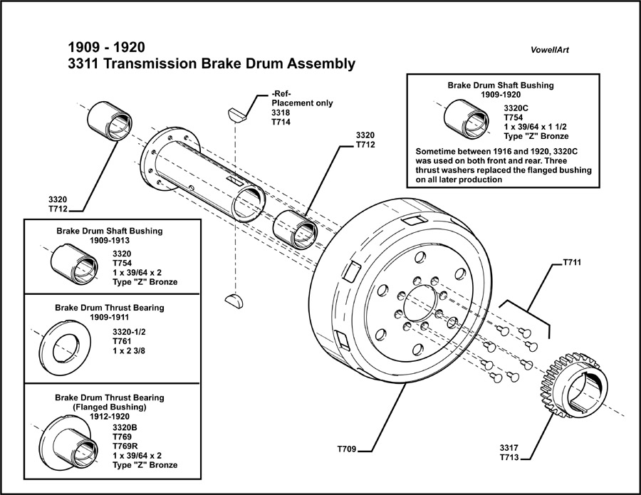 900x695 Model T Ford Forum 1909 1920 Transmission Brake Drum Assembly