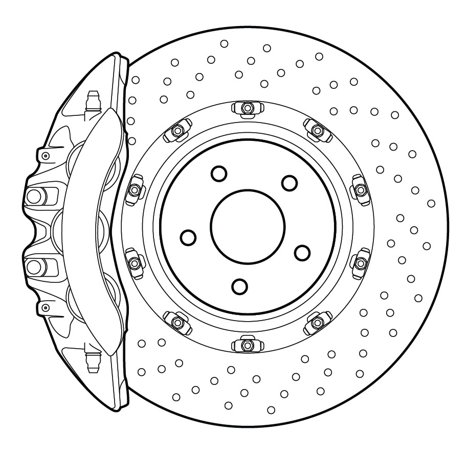 913x903 Detailed Vector Line Drawing Of High Performance Automotive Disc