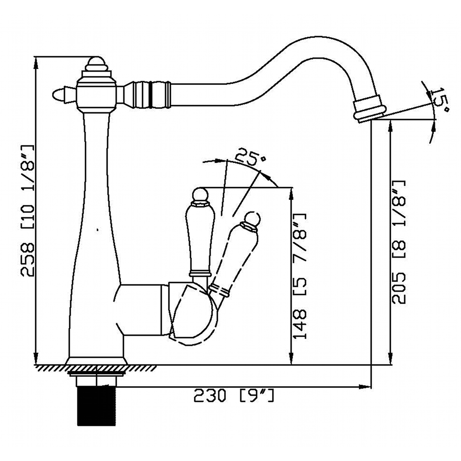 1600x1600 Enki Traditional Victorian Kitchen Sink Mixer Monobloc Tap Brass
