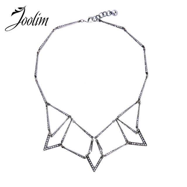 640x640 Joolim Brief Clear Crystal Pave Geometric Collar Necklace Short
