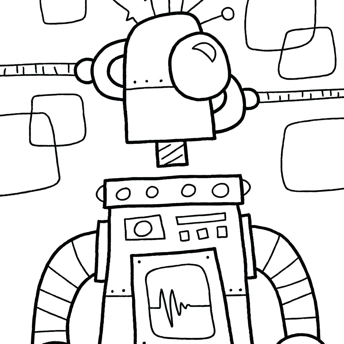 1200x1200 Brilliant Robot Coloring Page With Drawing Best Pages Image