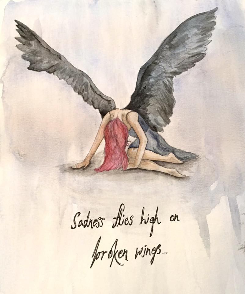 802x960 Sadness Flies High On Broken Wings Drawing. Fallen Angel, Broken