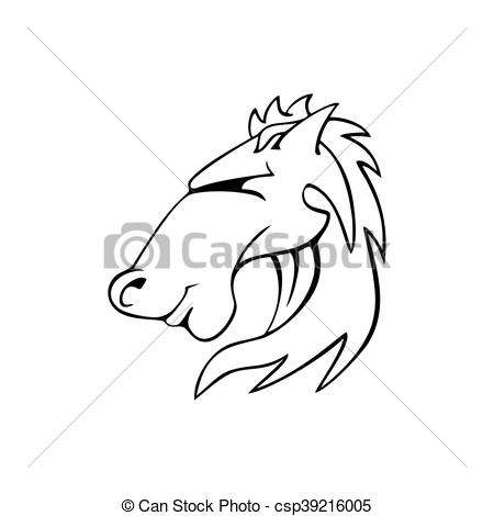 450x470 Horse Bronco Head Vector Logo Out Line Vector Clipart