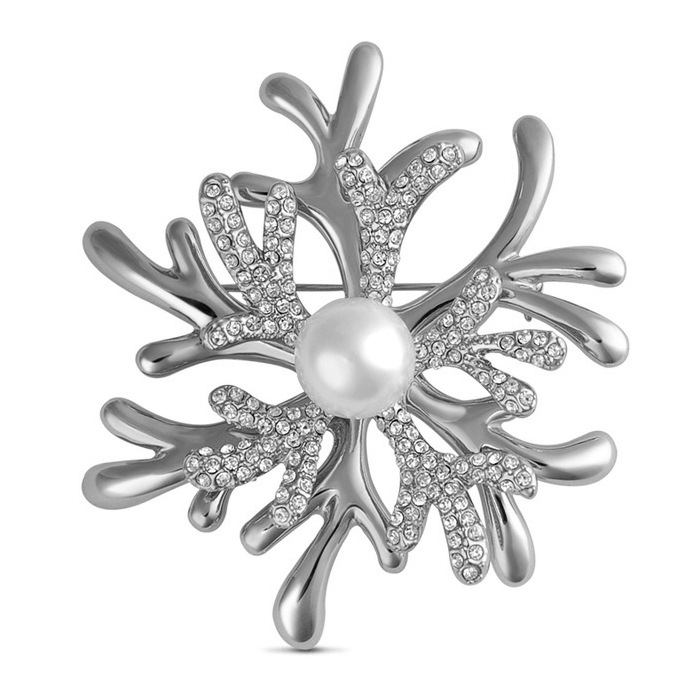 700x700 High Grade Gold Color Brooch Female Man Made Crystal Pearl Cape