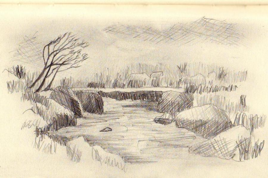 900x600 Bridge And Brook. Nature. Drawings. Pictures. Drawings Ideas