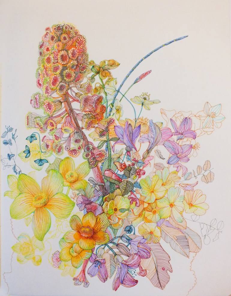 770x987 Saatchi Art Flowers By The Brook Drawing By Natali Khitrova