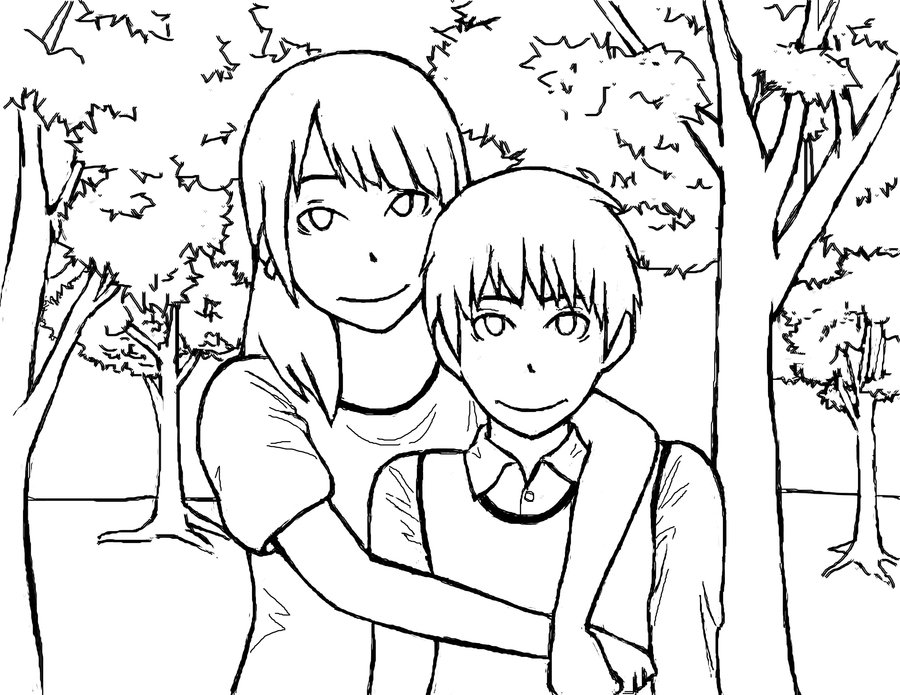 900x695 Brother And Sister Line Art By Ave Nu