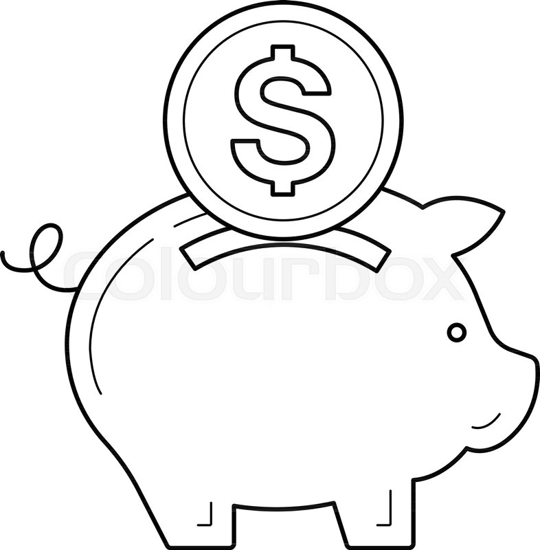 786x800 Piggy Bank For Money Save Vector Line Icon Isolated On White