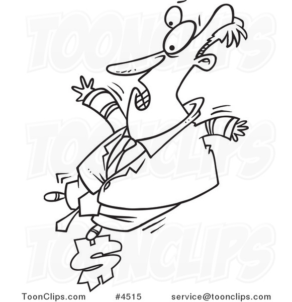 581x600 Cartoon Black And White Line Drawing Of A Business Man Balancing