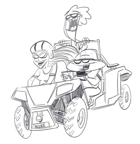 487x500 The Pc Weenies Commissioned Art Three In A Dune Buggy!