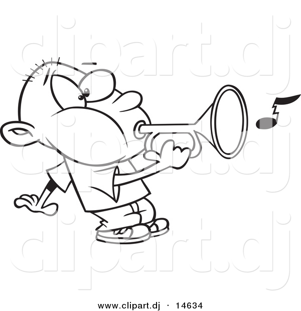 600x620 Vector Clipart Of A Cartoon Boy Playing A Bugle