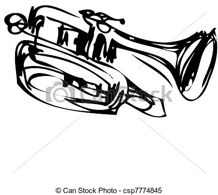 450x403 A Sketch Of Copper Cornet Musical Instrument.