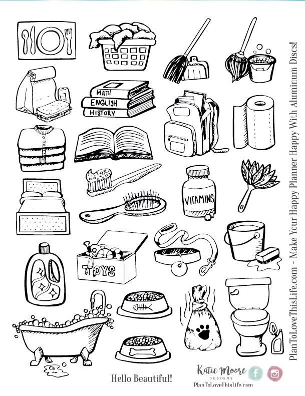 609x791 Hand Drawn Chore Icons Printable