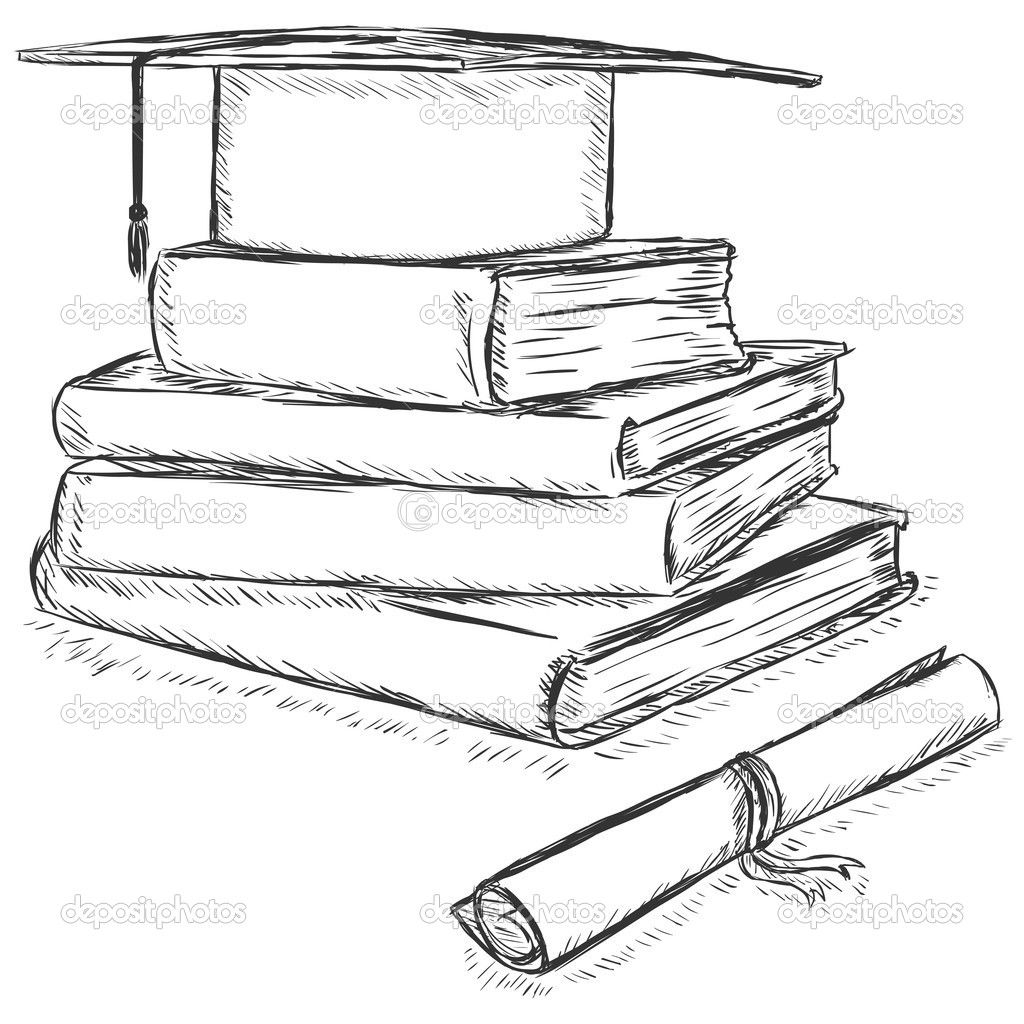 1024x1024 Stack Of Books Line Drawing