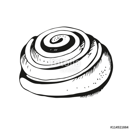 500x500 Cinnamon Bun Hand Drawn Illustration Stock Image And Royalty Free
