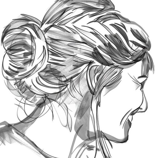 606x606 Girl Drawing Sketch Beauty Art Illustration Hair Bun Scribbling