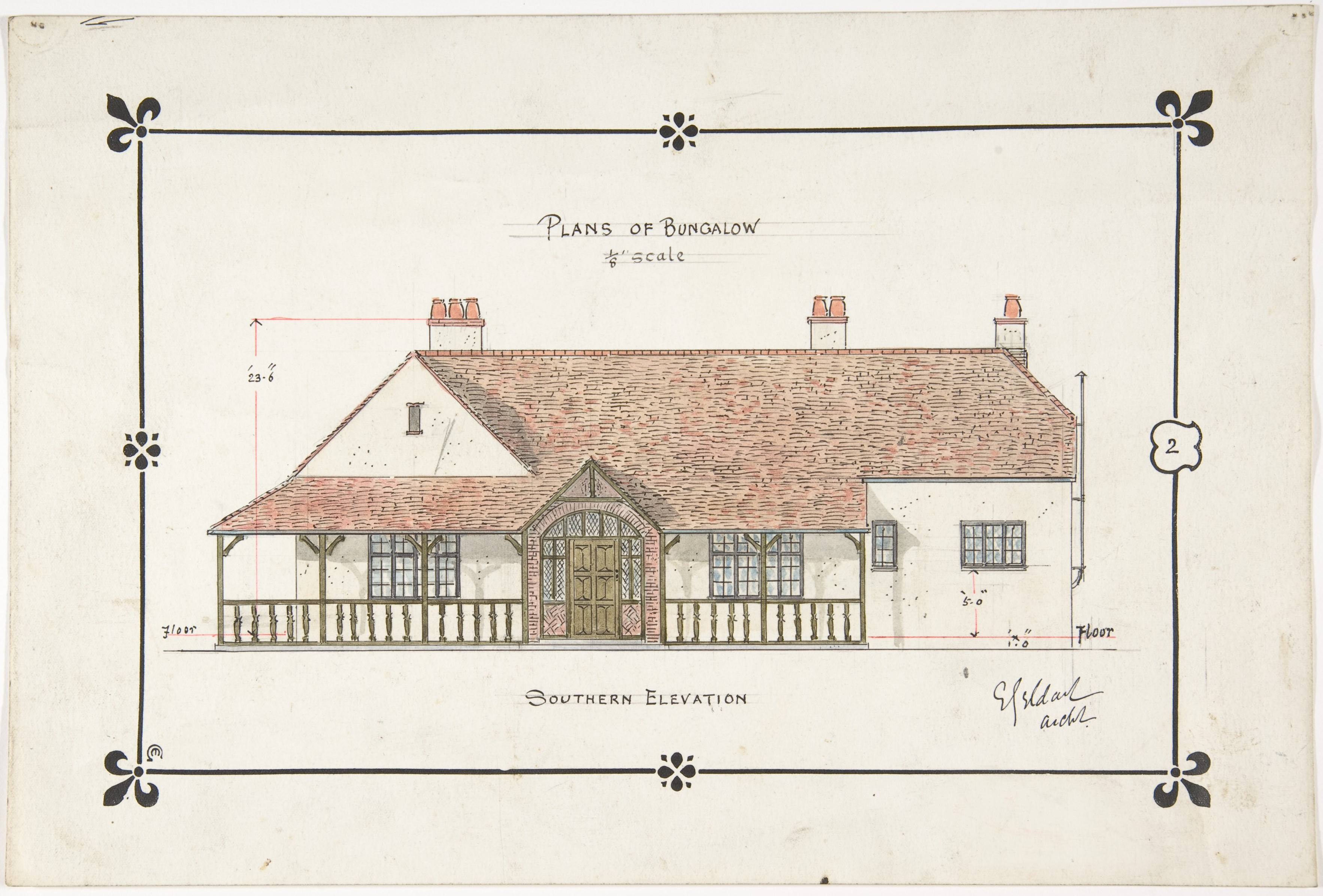 3532x2391 Ernest Geldart Bungalow Drawing