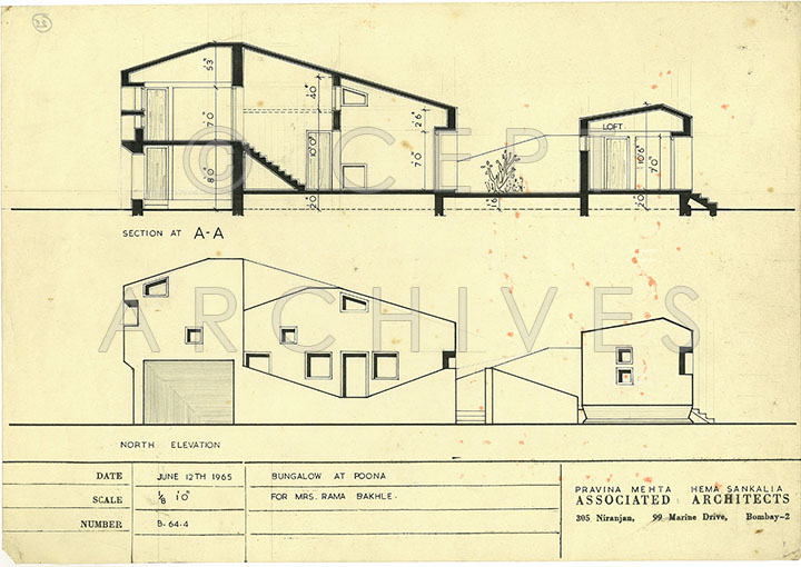 720x510 Section, Elevation, Bakhle Bungalow, Poona, Pune, Maharashtra