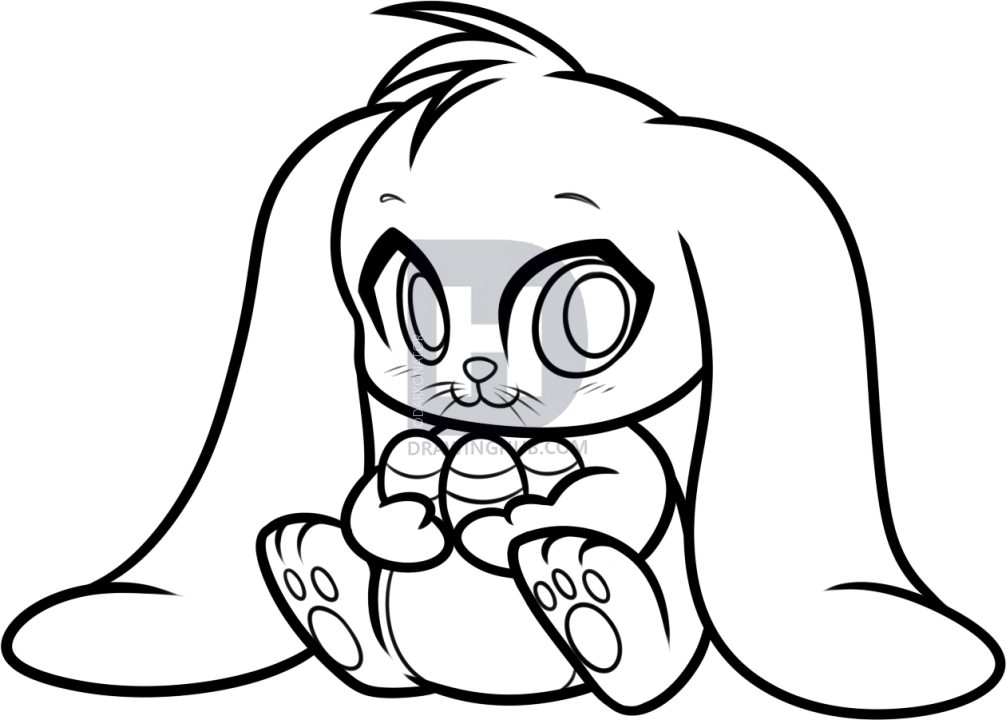 1006x720 How To Draw A Chibi Easter Bunny, Step By Step, Drawing Guide, By