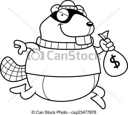 450x403 Cartoon Beaver Burglar. A Cartoon Illustration Of A Beaver