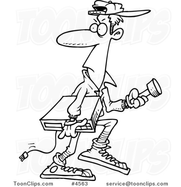 581x600 Cartoon Blackd White Line Drawing Of A Burglar Carrying