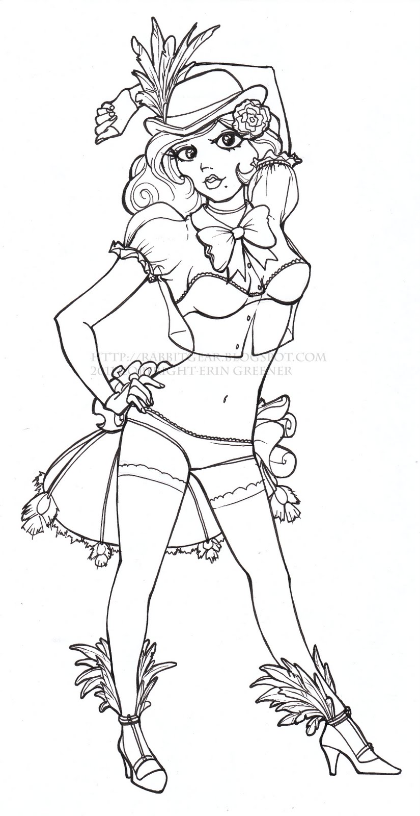 825x1600 Burlesque Dancer Line Art (Girls Drawin Girls) Rabbit Gear