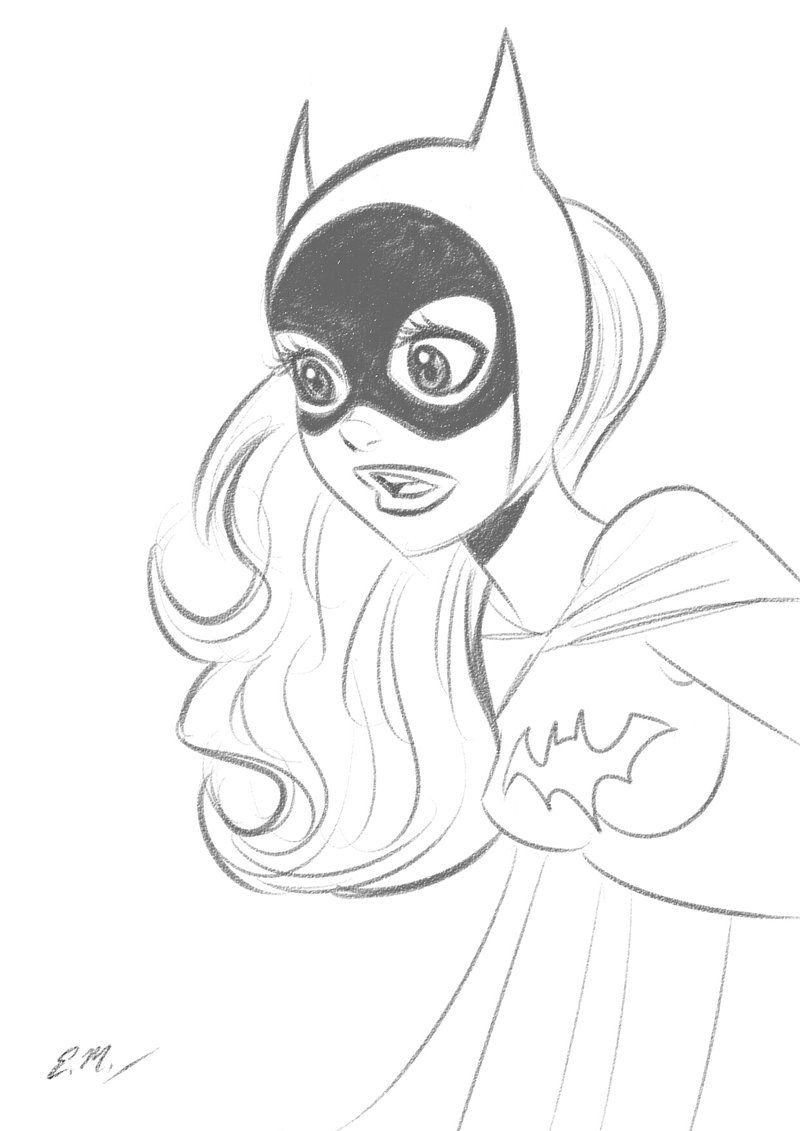 800x1131 Batgirl Bust Sketch By Em Scribbles On Drawing Ideas