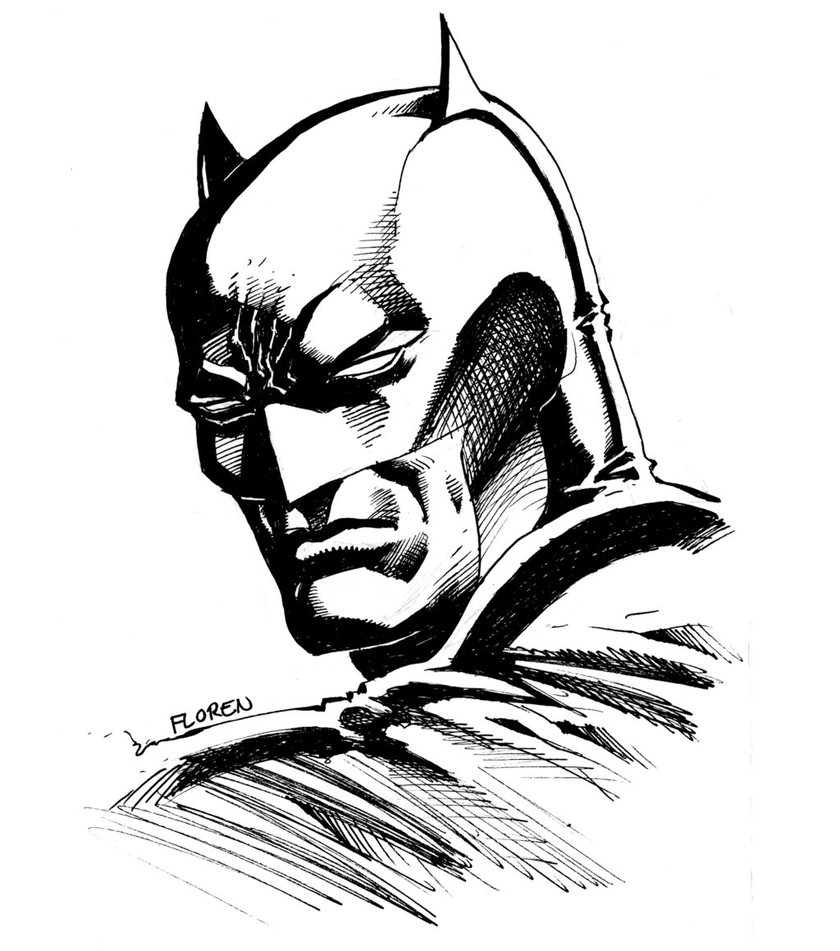 840x951 Batman Bust Drawing By Florencuevas