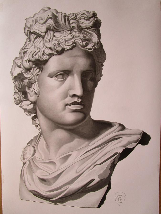 675x900 Apollo Bust Drawing Drawing By Mariyan Grozdev