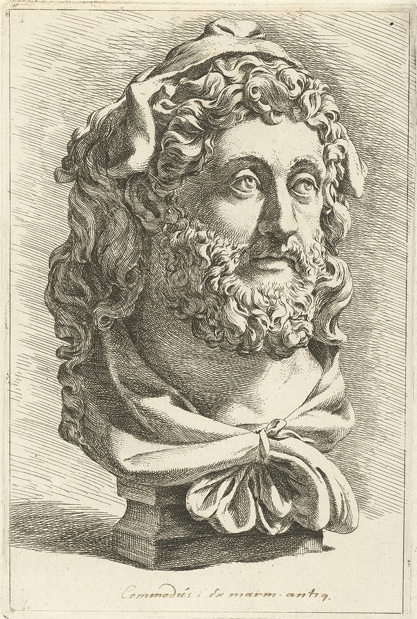 607x900 Bust Of Emperor Commodus As Hercules, Jan De Bisschop Drawing By