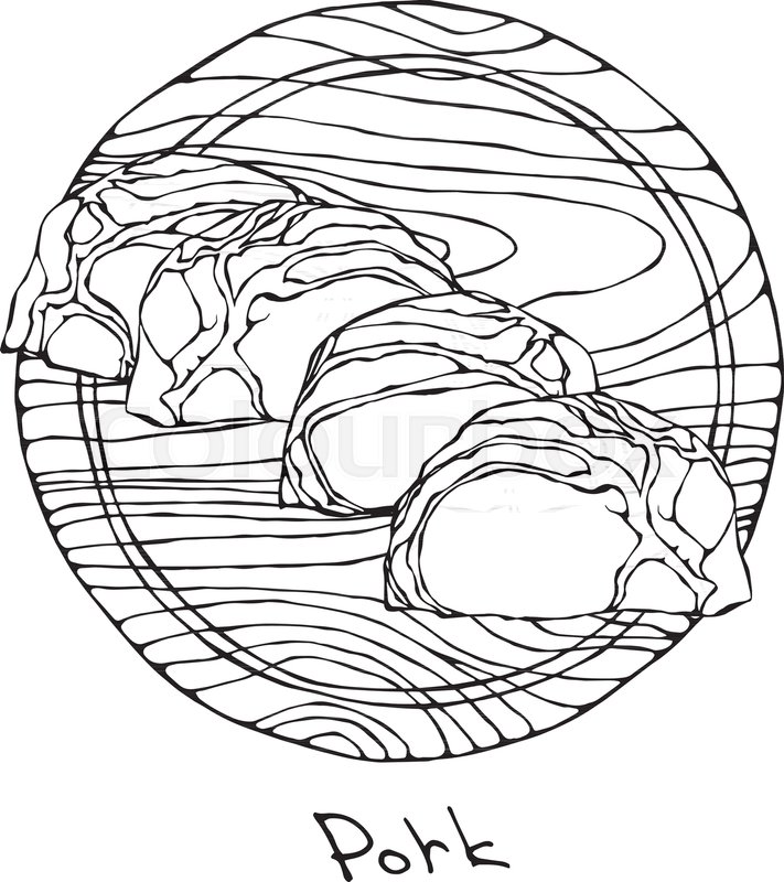 711x800 Crude Pork Slices On A Round Wooden Cutting Board. Pig Cuts. Meat