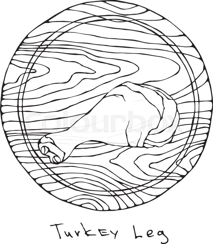 699x800 Raw Turkey, Chicken Leg On Round Cutting Board. For Cooking