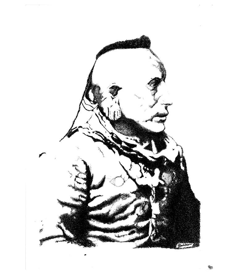 770x888 Saatchi Art White Horse Pawnee Indian Scout Drawing By Dave Butcher