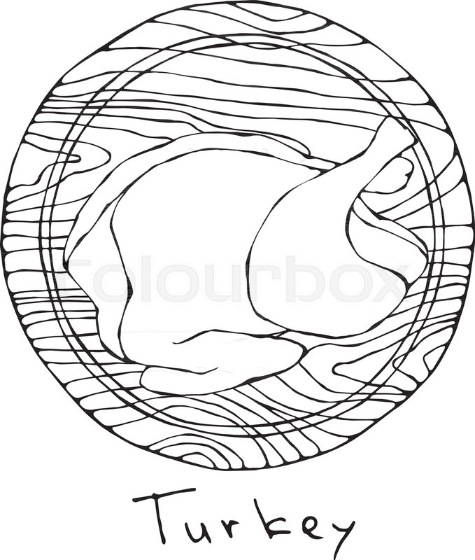 679x800 Whole Raw Turkey, Chicken Carcass On Round Cutting Board.