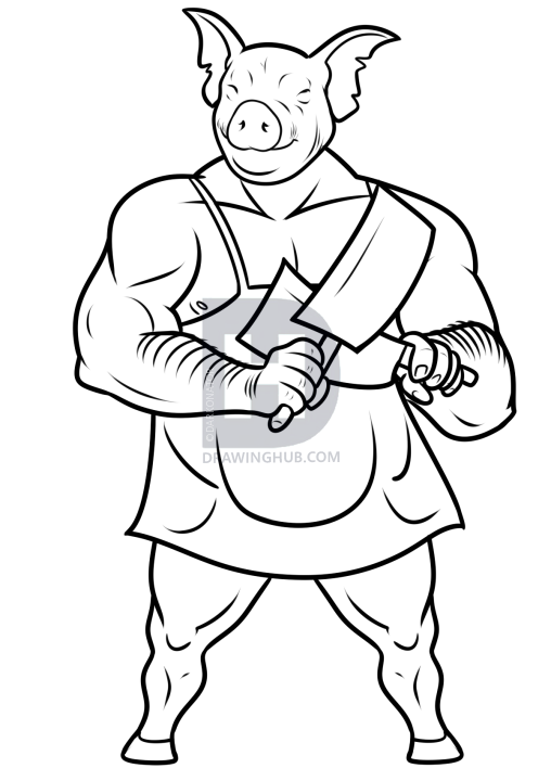 508x720 Butcher Drawing Tutorial, Step By Step, Drawing Guide, By