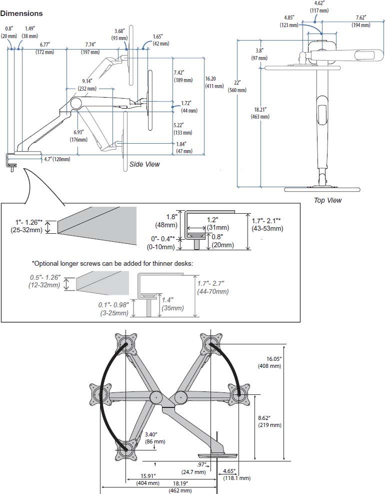 770x987 Mx Mini Arm With Under Mount C Clamp Ergotron 45 504 216