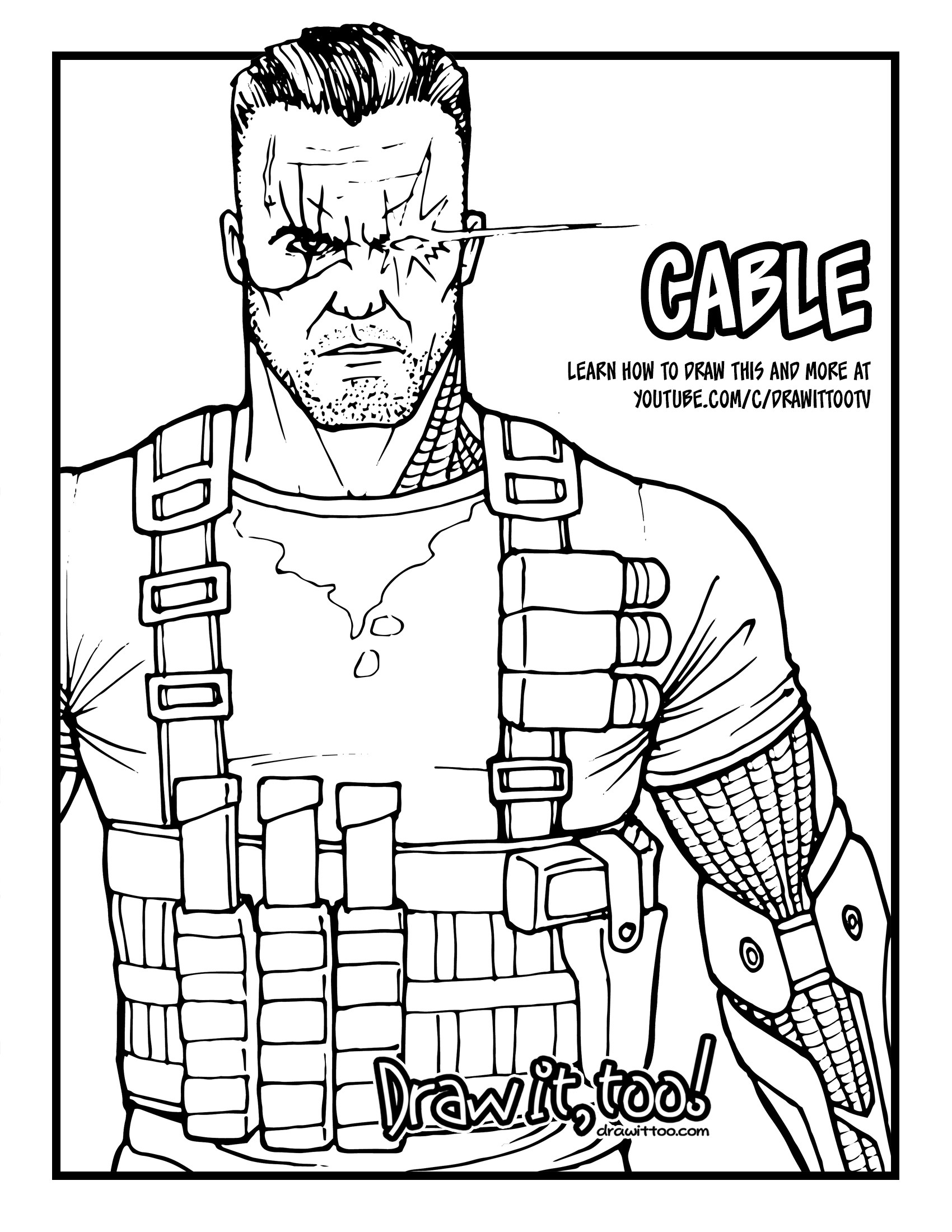 1700x2200 How To Draw Cable (Deadpool 2) Drawing Tutorial Draw It, Too!